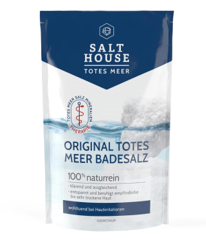 Salthouse Minerálne kúpeľové soli z Mŕtveho mora (500 g) – prírodná starostlivosť o suchú a citlivú pokožku, vhodné pri psoriáze a ekzéme.